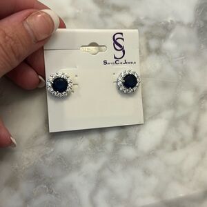 Savvy Cie Jewels sapphire earring studs NWT